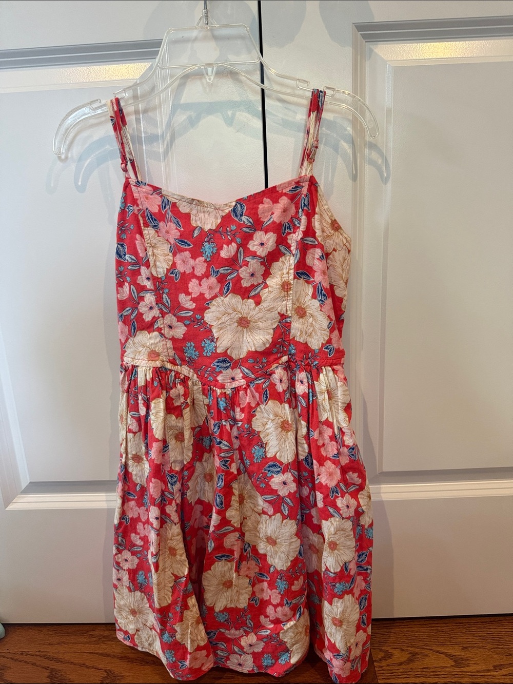 aerie Coral Pink Floral Spaghetti-Strap Dress  never worn